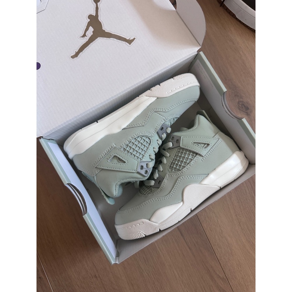 Jordan 4 Retro PS Seafoam Sail Metallic Silver HV4385-003 Kids Size 11.5C
